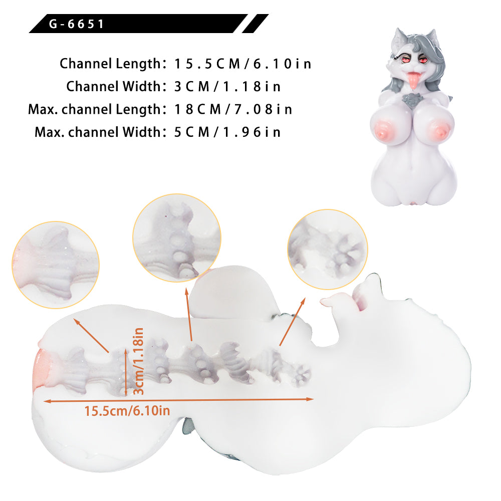 Cheeky Grey Wolf Anime Torso Sex Dolls – Single-Channel Silicone Fantasy Companion