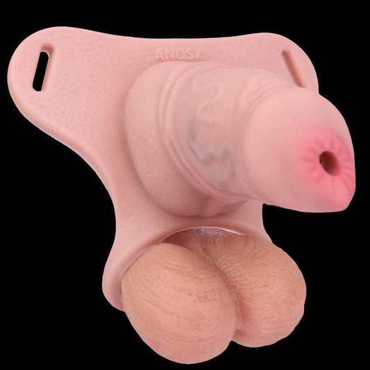 Wearable Realistic Dildo Male Chastity Cage – Penis Erection Control and Ejaculation Locking Device