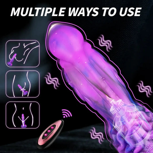 Purple Silicone Fantasy Drakes Dick G-Spot Vibrator - Smart Wireless Control Hands-Free Masturbation