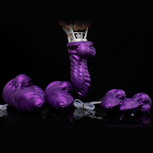 Purple Dragon Squirting Dildo | Segmented Silicone Huge Butt Plug Beast Sex Toy XS–XL – Domlust