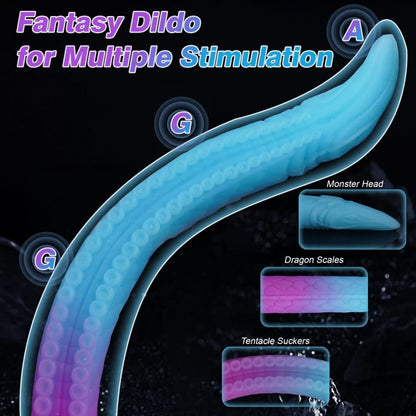 Fantasy Long Tentakel Dildo Butt Plug - Leuchtendes Silikon Analpeitsche Expansion Weibliches Sexspielzeug