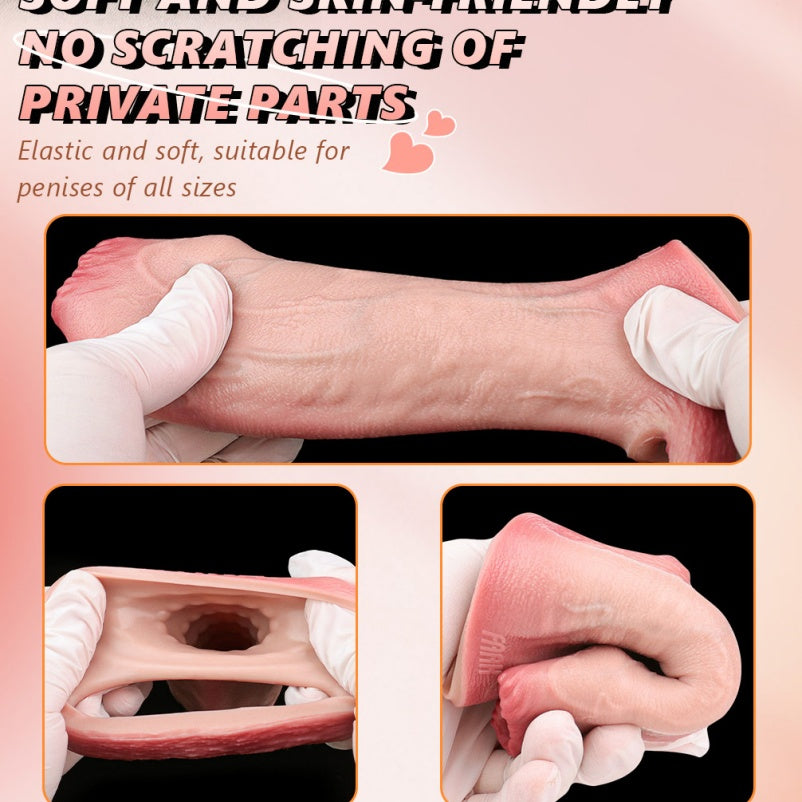 Realistic Cock Sleeve with Penis Ring - Light Skin Dildo Testicle Male Extender Sex Toys