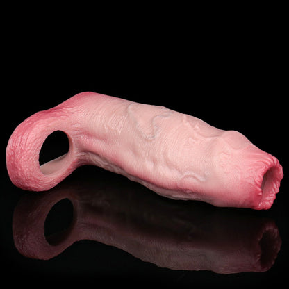 Realistic Cock Sleeve with Penis Ring - Light Skin Dildo Testicle Male Extender Sex Toys