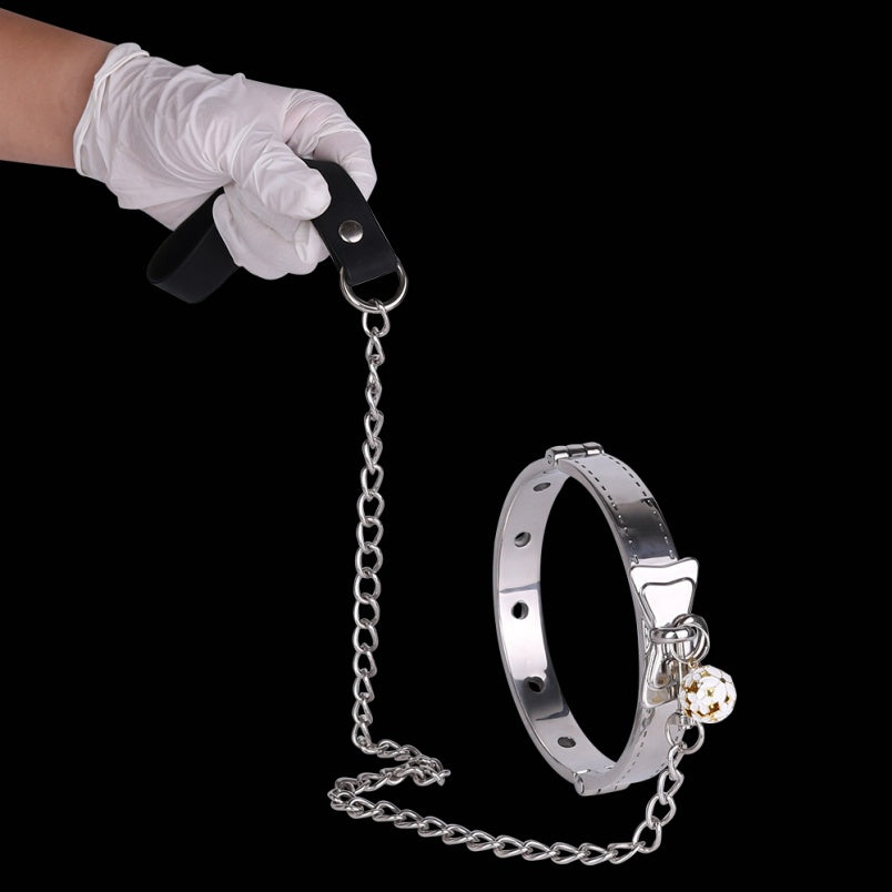 Stainless Steel Metal Traction Collar Restraint Bondage Set – BDSM Toy for CouplesSexual Training