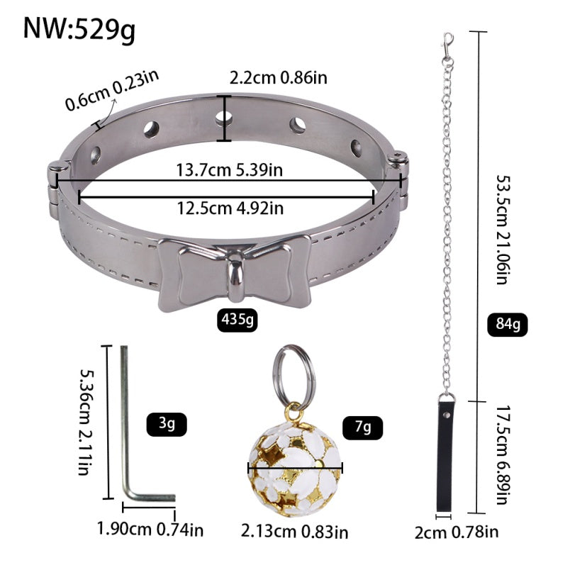Stainless Steel Metal Traction Collar Restraint Bondage Set – BDSM Toy for CouplesSexual Training