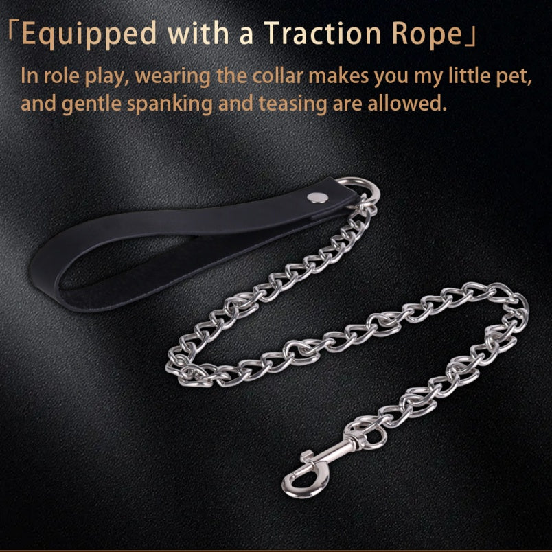 Stainless Steel Metal Traction Collar Restraint Bondage Set – BDSM Toy for CouplesSexual Training