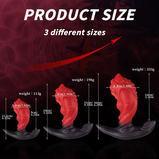 Crimson Silicone Butt Plug Fantasy Dragon Dildo - Stimulation Tool for Vaginal and Anal Expansion
