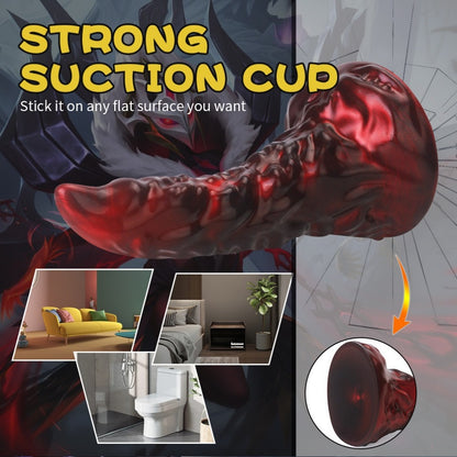 Dildo Dragon Rouge Sang Domlust – Jouet sexuel fantaisie en silicone platine avec ventouse et texture écaillée