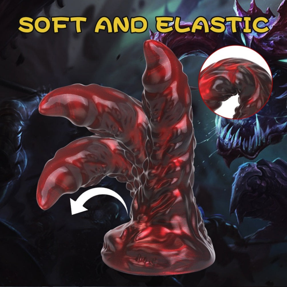 Dildo Dragon Rouge Sang Domlust – Jouet sexuel fantaisie en silicone platine avec ventouse et texture écaillée