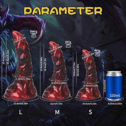 Dildo Dragon Rouge Sang Domlust – Jouet sexuel fantaisie en silicone platine avec ventouse et texture écaillée