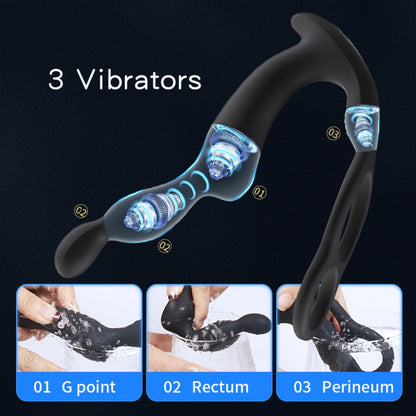 3-in-1 Vibrating Cock Ring & Anal Bead Prostate Massager – Delay Erection & Male G-Spot Stimulation