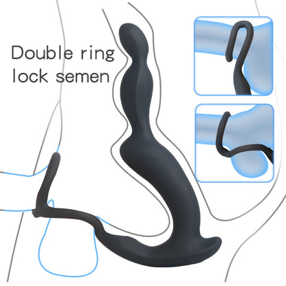 3-in-1 Vibrating Cock Ring & Anal Bead Prostate Massager – Delay Erection & Male G-Spot Stimulation