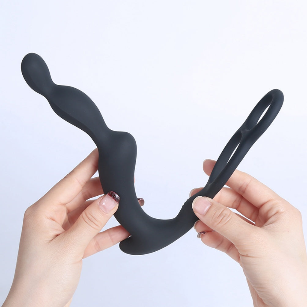 3-in-1 Vibrating Cock Ring & Anal Bead Prostate Massager – Delay Erection & Male G-Spot Stimulation
