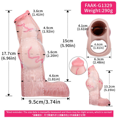 Manchon pénien réaliste en forme de nœud de chien – Extenseur de pénis en silicone pour augmenter la taille, retarder l'éjaculation et verrouiller