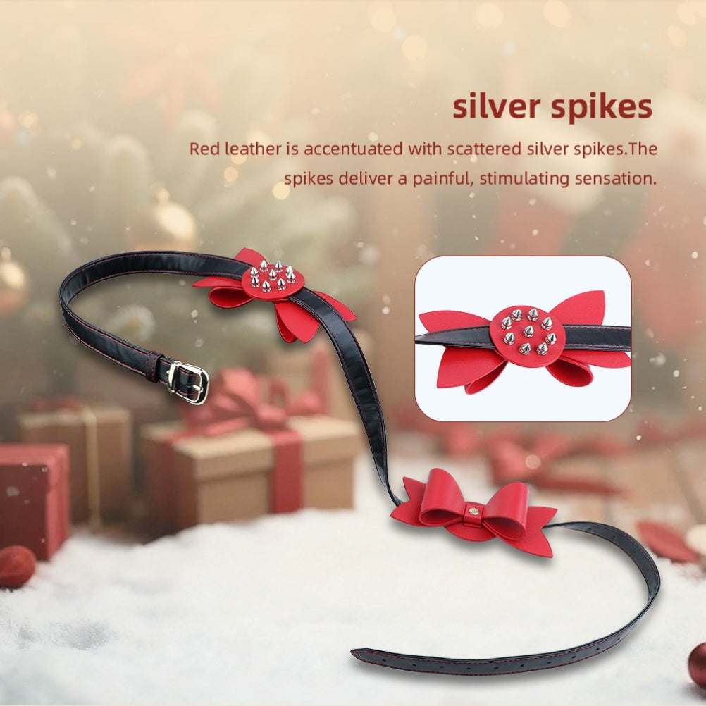 Festive Desire: Christmas Edition Spiked Bow Nipple Clamps & Adjustable Bondage Belt