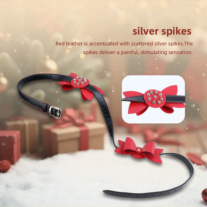 Festive Desire: Christmas Edition Spiked Bow Nipple Clamps & Adjustable Bondage Belt