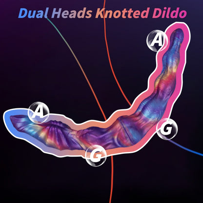 Nebula Twin-Link – Double gode noué en silicone platine | Domlust Fetish