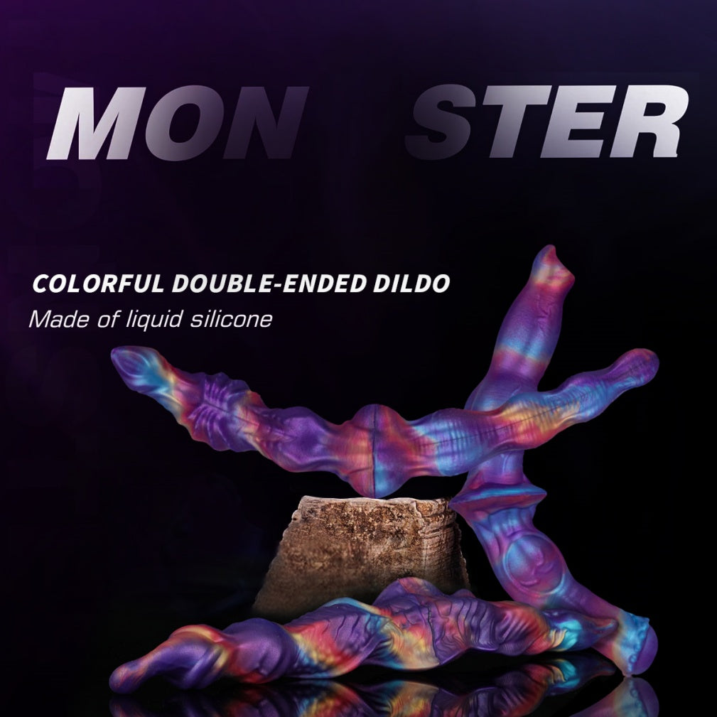 Nebula Twin-Link – Double gode noué en silicone platine | Domlust Fetish