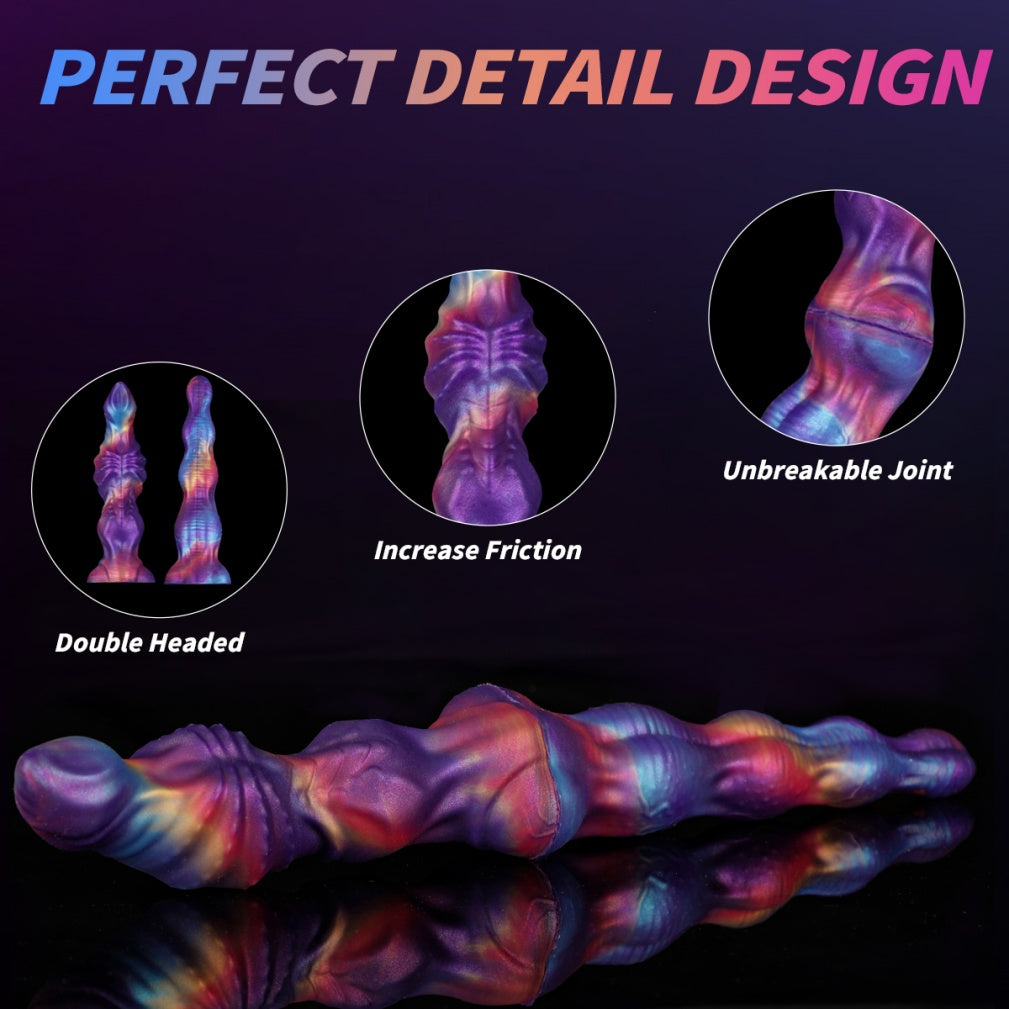 Nebula Twin-Link – Double gode noué en silicone platine | Domlust Fetish