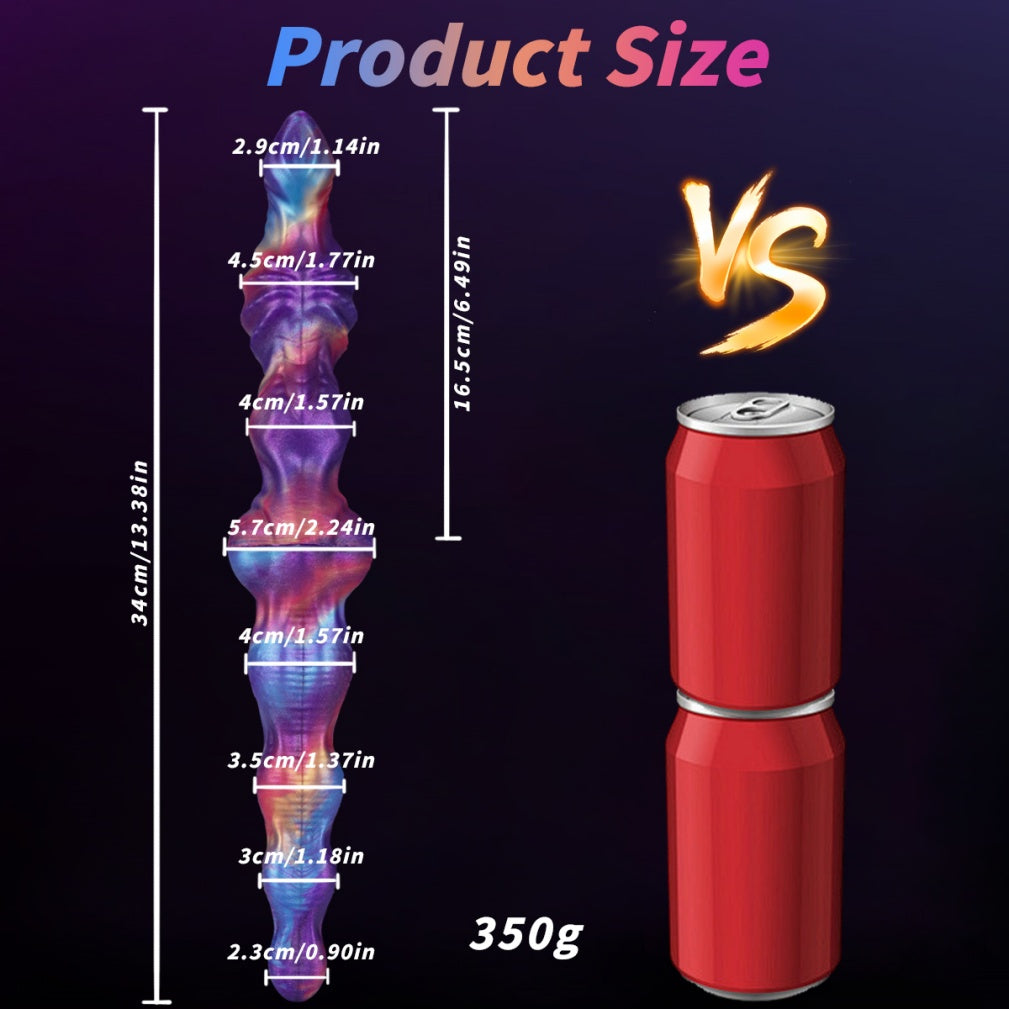 Nebula Twin-Link – Double gode noué en silicone platine | Domlust Fetish