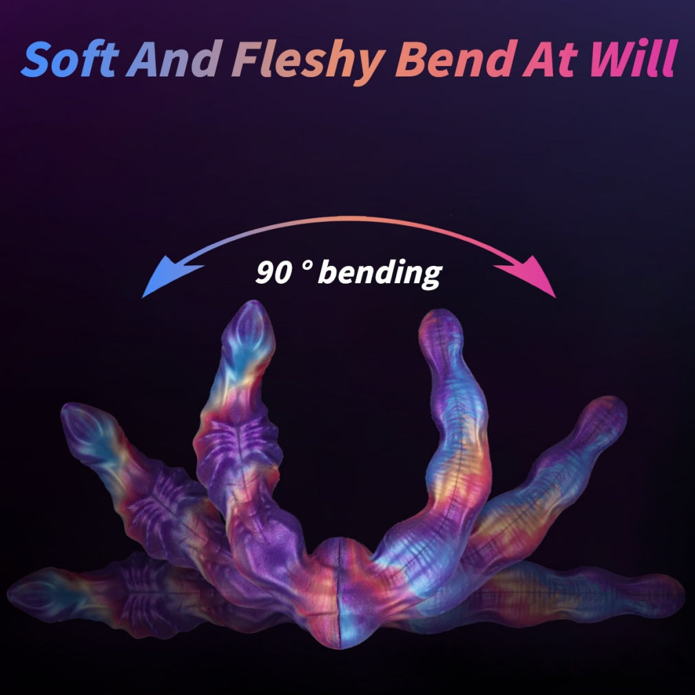Nebula Twin-Link – Double gode noué en silicone platine | Domlust Fetish