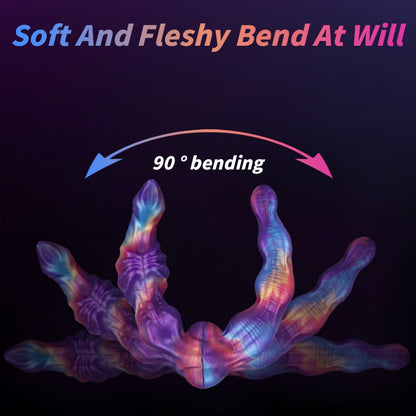 Nebula Twin-Link – Double gode noué en silicone platine | Domlust Fetish