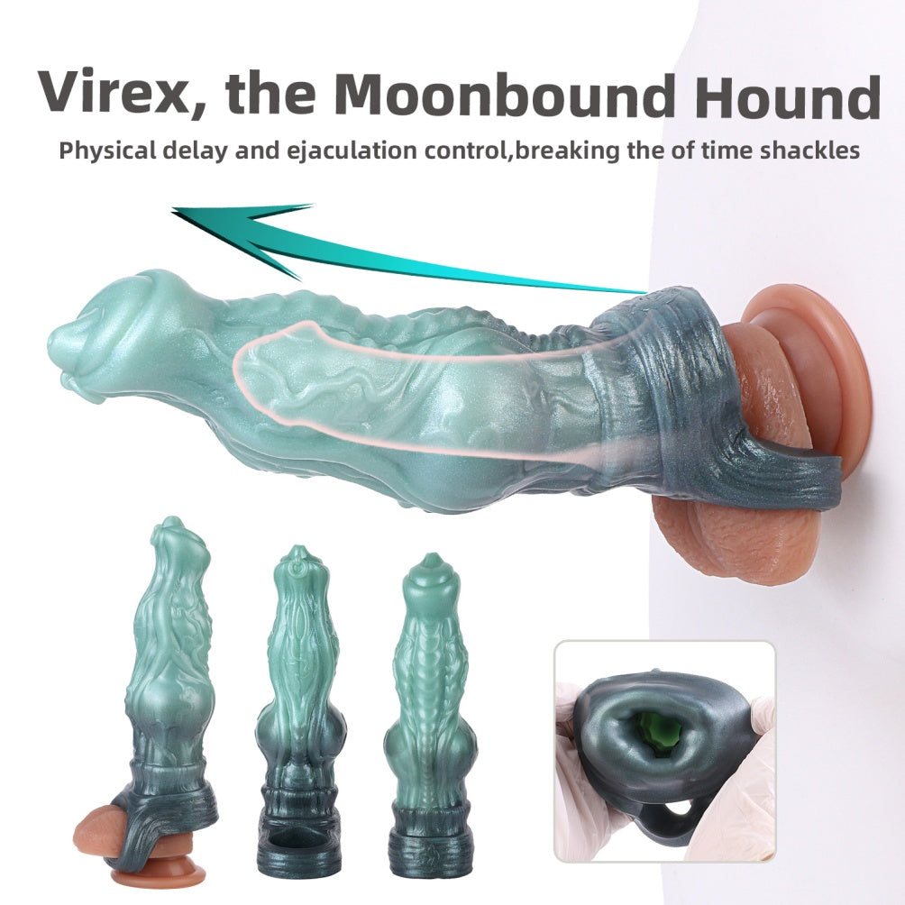 8.26 in Fantasy Knot Cock Sleeve & Penis Extender for Men - Virex, the Moonbound Hound