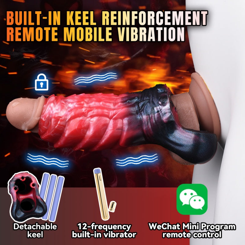 Spiral Silicone Fantasy Vibrating Cock Sleeve - Male Penis Extension and Ejaculation Control Sex Toys