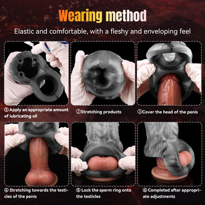 Spiral Silicone Fantasy Vibrating Cock Sleeve - Male Penis Extension and Ejaculation Control Sex Toys