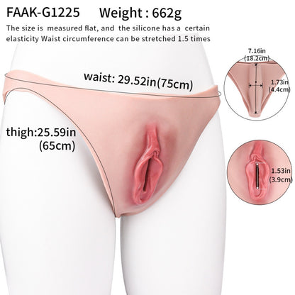 Realistic Wearable Fake Vagina Panties-Platinum Silicone Pussy Pants for Crossdressing & Immersive Roleplay
