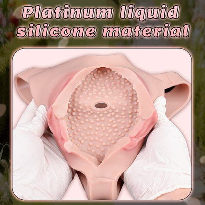 Realistic Wearable Fake Vagina Panties-Platinum Silicone Pussy Pants for Crossdressing & Immersive Roleplay