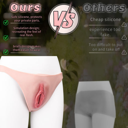Realistic Wearable Fake Vagina Panties-Platinum Silicone Pussy Pants for Crossdressing & Immersive Roleplay