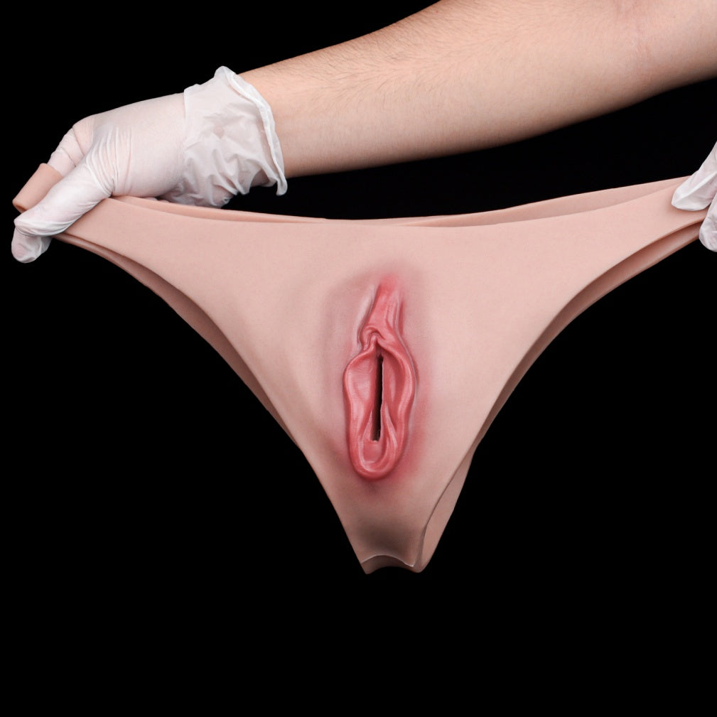 Realistic Wearable Fake Vagina Panties-Platinum Silicone Pussy Pants for Crossdressing & Immersive Roleplay