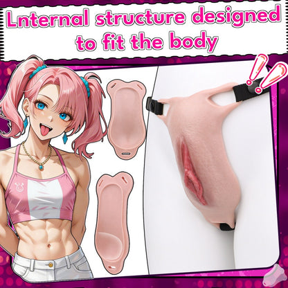 Femboy Wearable Realistic Fake Vagina Silicone Pussy Pants – Platinum Silicone Strap-On