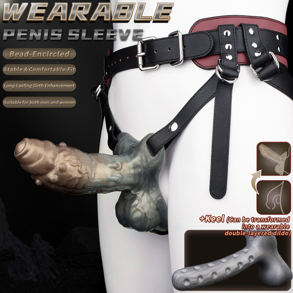 Wearable Monster Strap On Cock Sleeve – Canine Penis Extender & Stamina Training Male Sex Toys