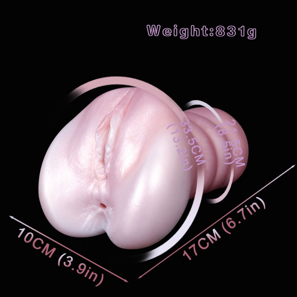 Realistic Flesh-Feel Silicone Pocket Pussy – Dual Channel Stimulation Male Masturbation Toy