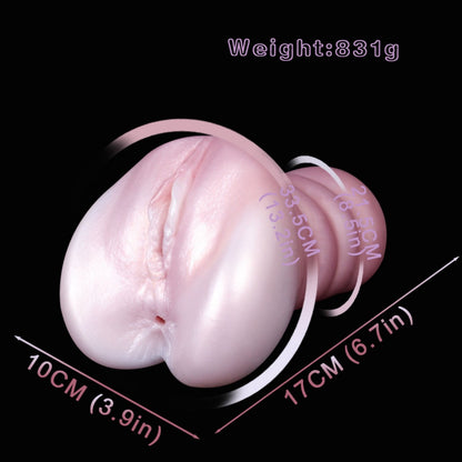 Realistic Flesh-Feel Silicone Pocket Pussy – Dual Channel Stimulation Male Masturbation Toy