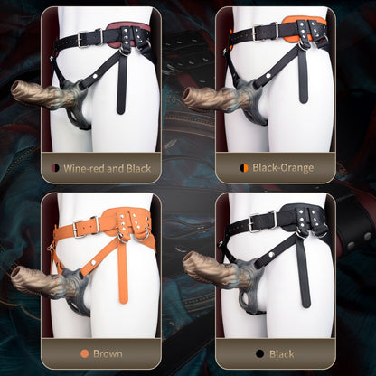 Système de manchon pénien en silicone et harnais en cuir Fantasy Beast Knot : extenseur de pénis portable pour la taille, le retard et la circonférence