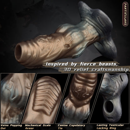 Système de manchon pénien en silicone et harnais en cuir Fantasy Beast Knot : extenseur de pénis portable pour la taille, le retard et la circonférence