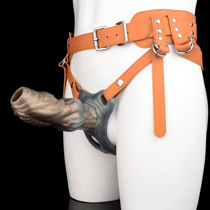Système de manchon pénien en silicone et harnais en cuir Fantasy Beast Knot : extenseur de pénis portable pour la taille, le retard et la circonférence
