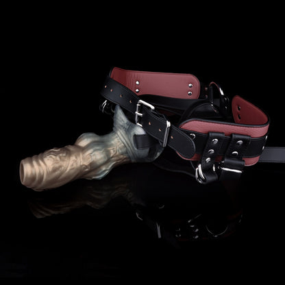 Système de manchon pénien en silicone et harnais en cuir Fantasy Beast Knot : extenseur de pénis portable pour la taille, le retard et la circonférence