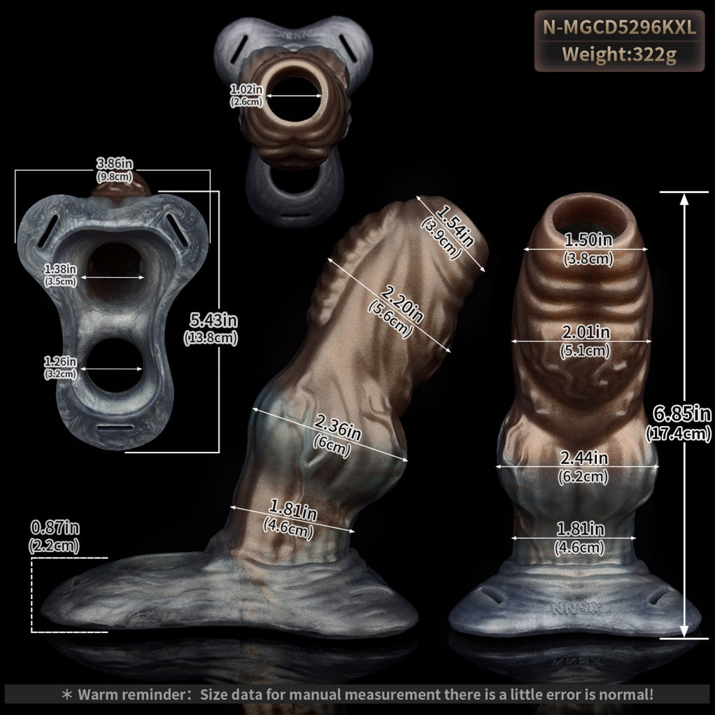 Système de manchon pénien en silicone et harnais en cuir Fantasy Beast Knot : extenseur de pénis portable pour la taille, le retard et la circonférence