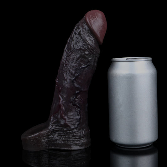 Realistic 7.48" Black Silicone Penis Extender Sleeve - Girth Enhancing Sex Toys for Men