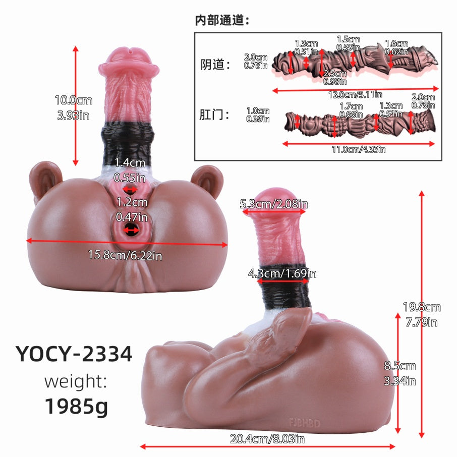 Horse Torso Sex Doll | Dual-Channel Pocket Pussy & Horse Dildo | Platinum Silicone Mini Sex Doll