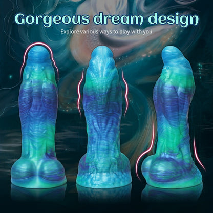 Blue Fantasy Silicone Dragon Dildo-Extreme Vaginal Expansion & Hands-Free Monster Sex Toy