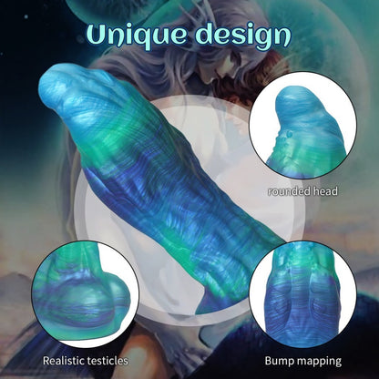 Blue Fantasy Silicone Dragon Dildo-Extreme Vaginal Expansion & Hands-Free Monster Sex Toy