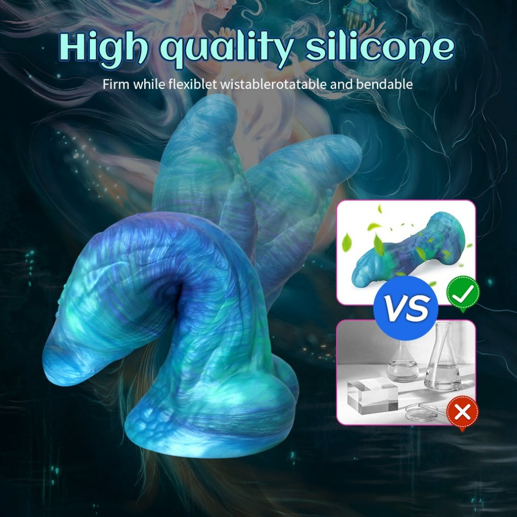 Blue Fantasy Silicone Dragon Dildo-Extreme Vaginal Expansion & Hands-Free Monster Sex Toy