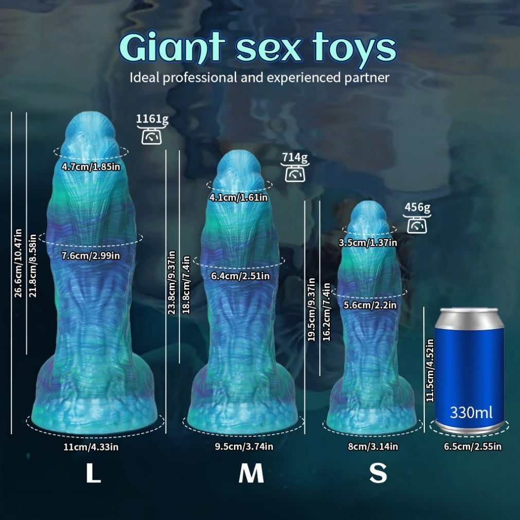 Blue Fantasy Silicone Dragon Dildo-Extreme Vaginal Expansion & Hands-Free Monster Sex Toy