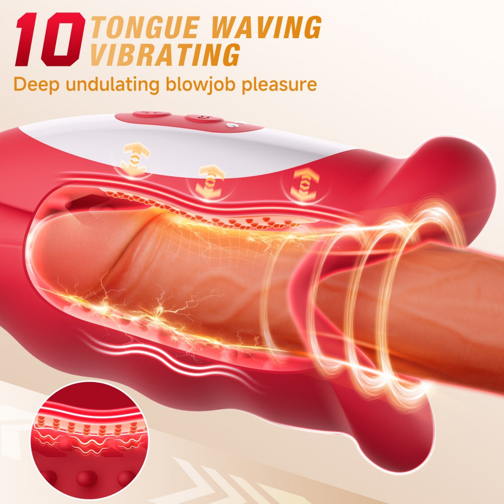 Fantasy Lips 4-in-1 Vibrating Blowjob Masturbator - App-Controlled Sucking Dick Stroker