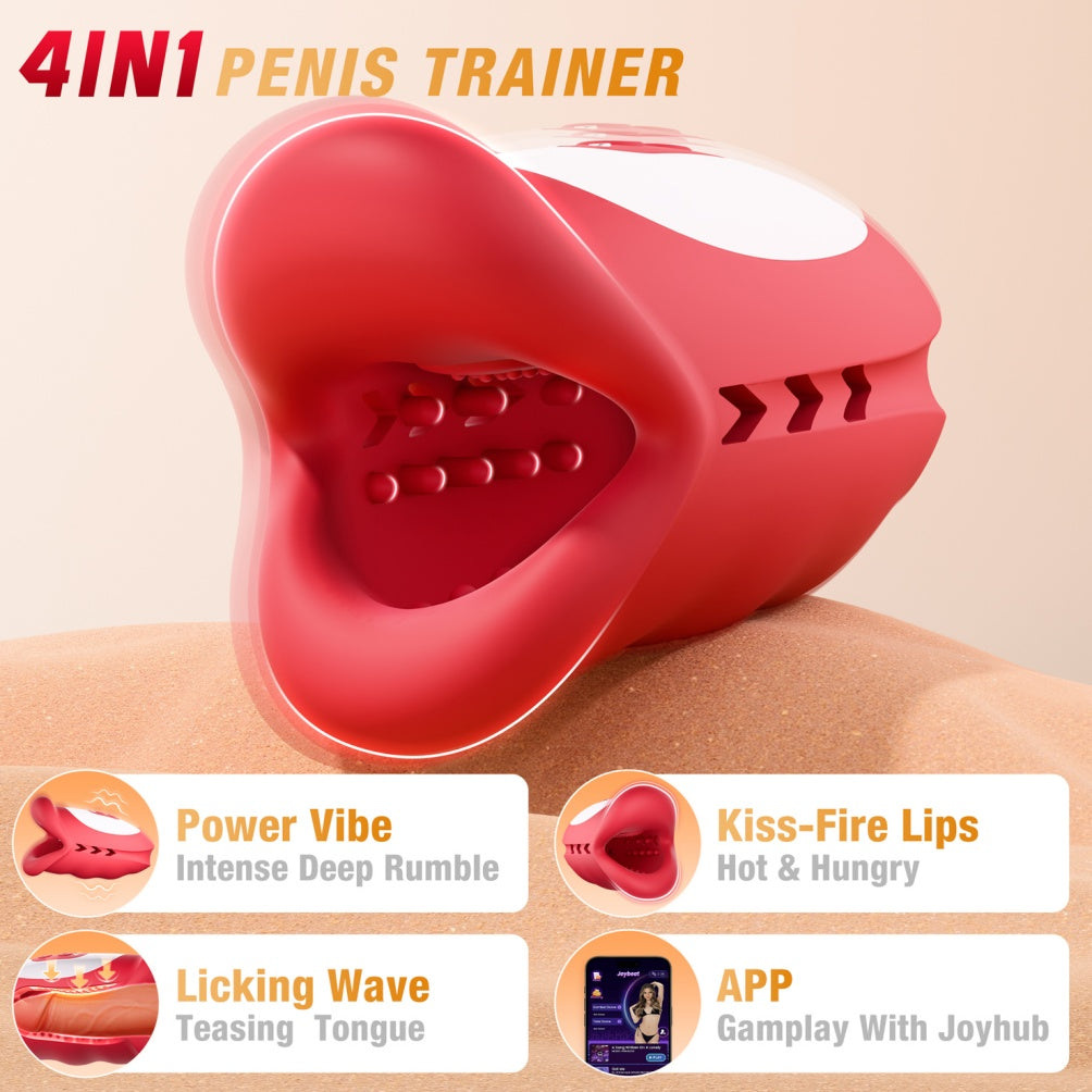 Fantasy Lips 4-in-1 Vibrating Blowjob Masturbator - App-Controlled Sucking Dick Stroker